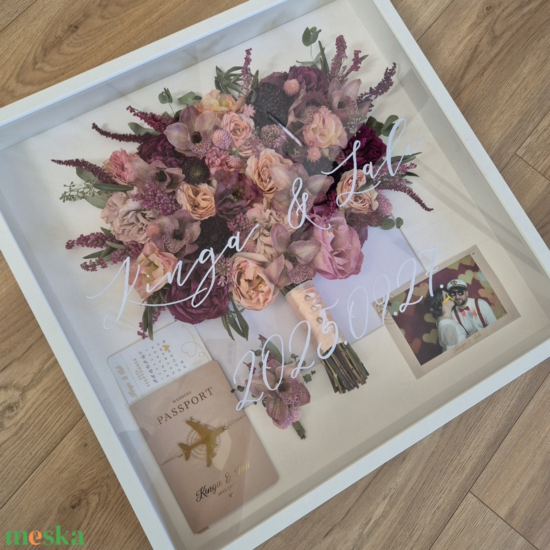 Menyasszonyi csokor megörökítés, csokor tartósítás képkeretben - esküvő - menyasszonyi- és dobócsokor - Meska.hu