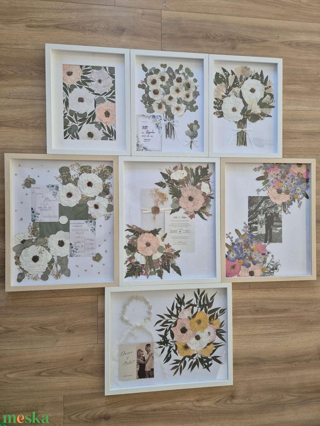 Préselt menyasszonyi csokor megörökítés, csokor tartósítás képkeretben - esküvő - menyasszonyi- és dobócsokor - Meska.hu