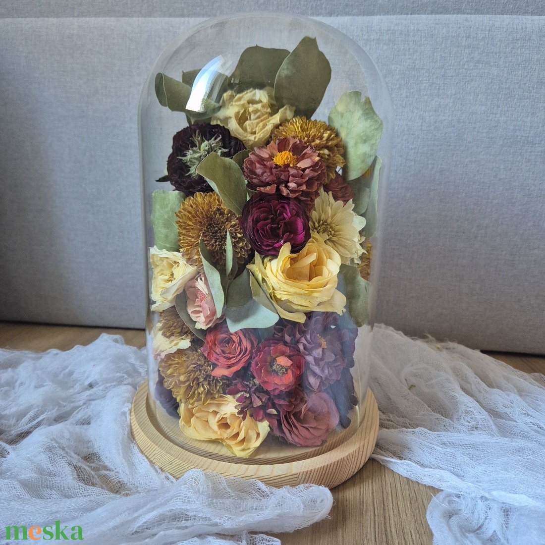 Menyasszonyi csokor megörökítés búrában, csokor tartósítás búrában, 27 cm - esküvő - menyasszonyi- és dobócsokor - Meska.hu