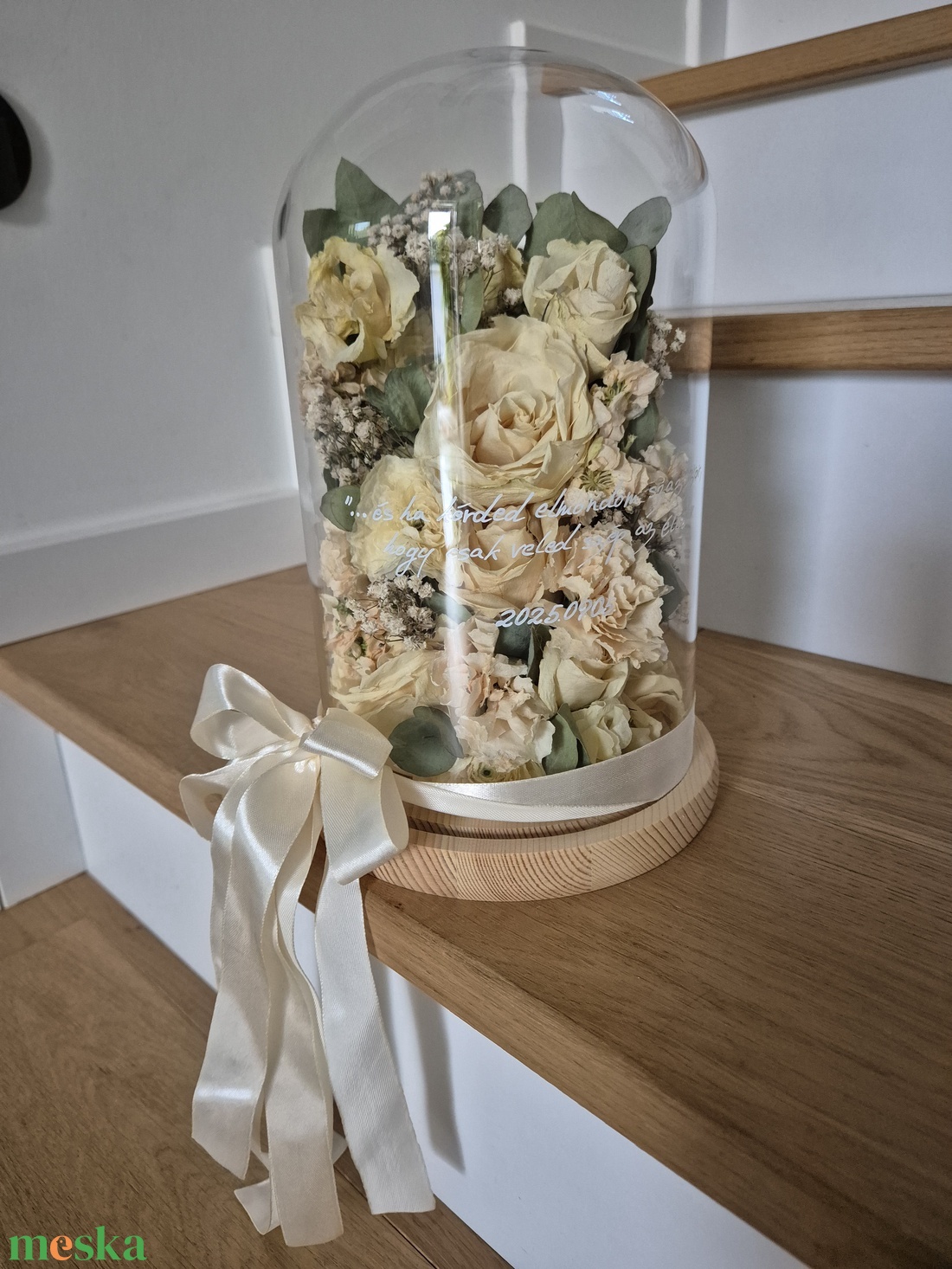 Menyasszonyi csokor megörökítés búrában, csokor tartósítás búrában, 27 cm - esküvő - menyasszonyi- és dobócsokor - Meska.hu