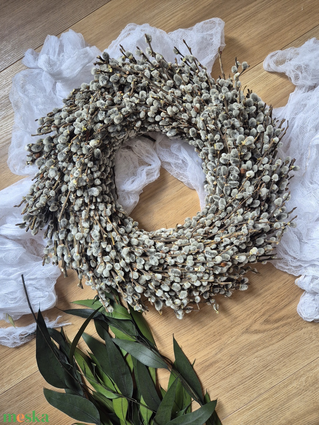 Húsvéti, tavaszi barka kopogtató - ünnepi díszek, dekorációk - húsvéti díszek és dekorációk - húsvéti ajtódísz, kopogtató - Meska.hu