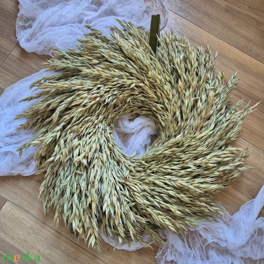 Húsvéti, tavaszi natúr zab kopogtató - ünnepi díszek, dekorációk - húsvéti díszek és dekorációk - húsvéti ajtódísz, kopogtató - Meska.hu