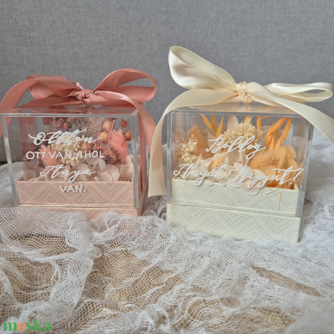 Szárazvirág virágbox, plexiboz, virágdoboz, Anyák napjára, szülőköszöntőre - otthon & életmód - virágdekoráció - virágok - virágbox - Meska.hu