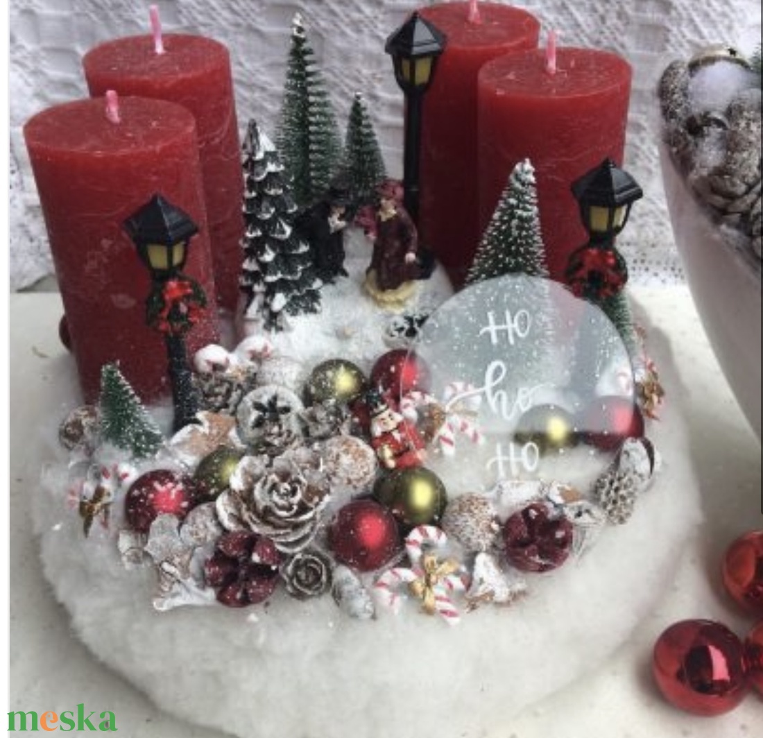 Téli csendélet adventi asztaldísz - karácsony - adventi díszek - adventi koszorú - Meska.hu