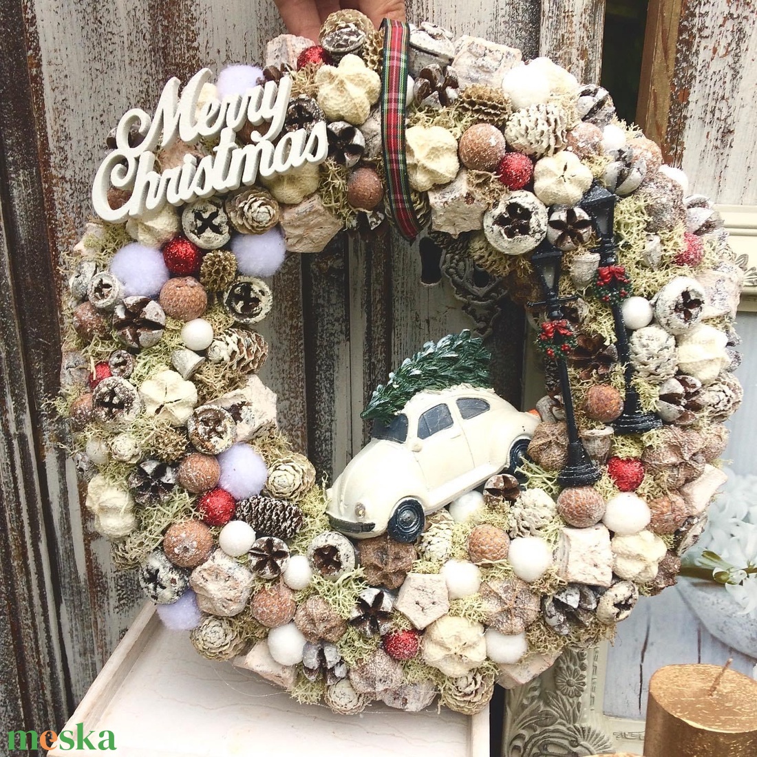 Autós kopogtató - karácsony - adventi díszek - adventi asztaldísz - Meska.hu