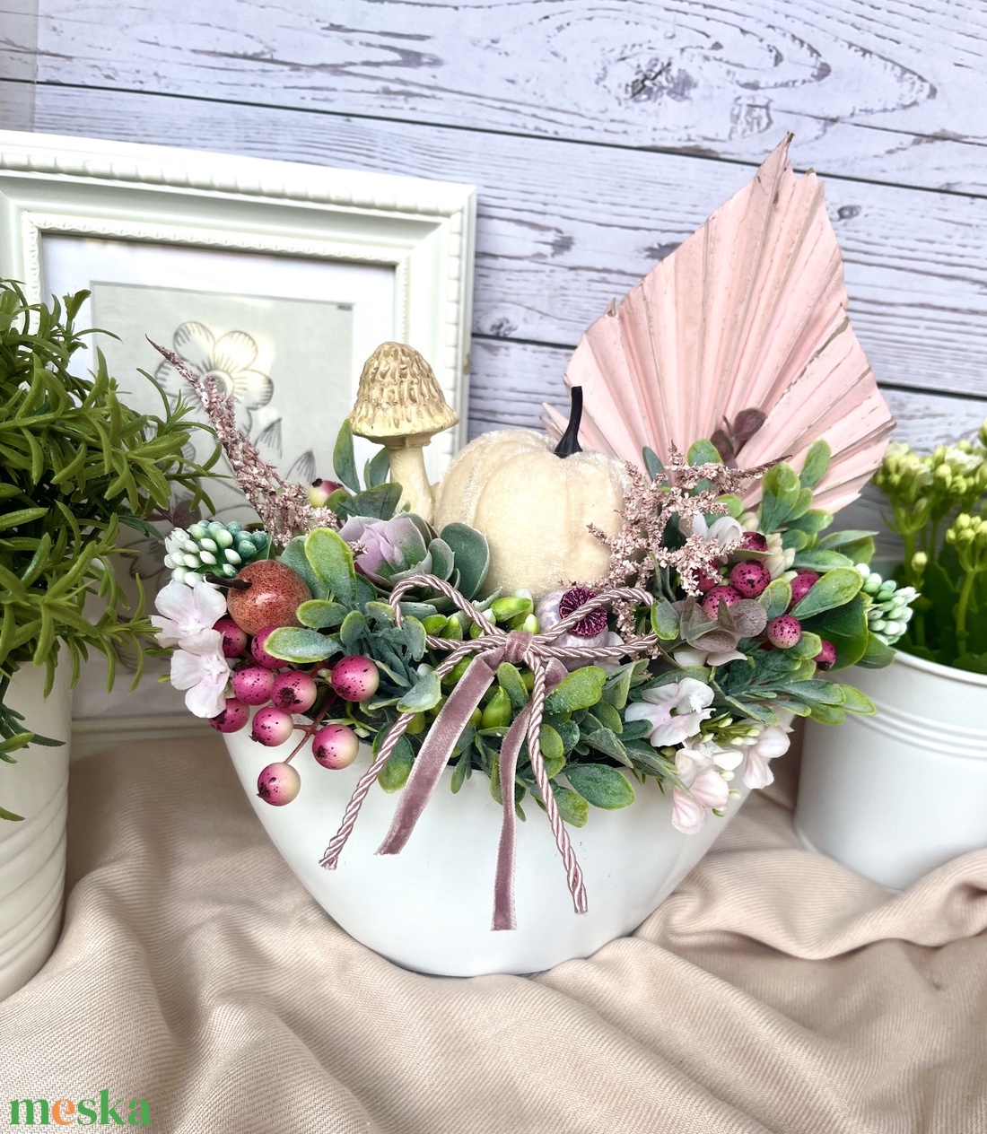 White pumpkin asztaldísz - otthon & életmód - dekoráció - asztal és polc dekoráció - asztaldísz - Meska.hu