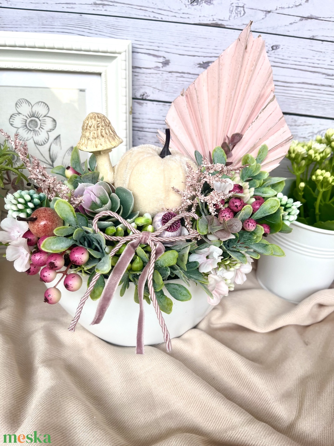 White pumpkin asztaldísz - otthon & életmód - dekoráció - asztal és polc dekoráció - asztaldísz - Meska.hu