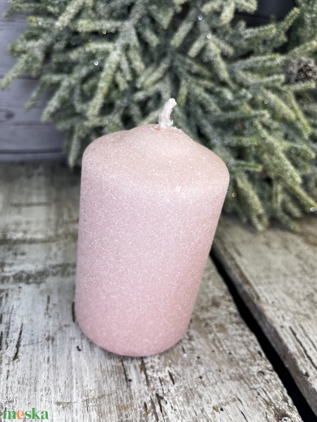 Bársony glitter gyertya rózsaszín - kellékek & szerszámok - dekorációs kellékek - dekorációs gyertya - Meska.hu