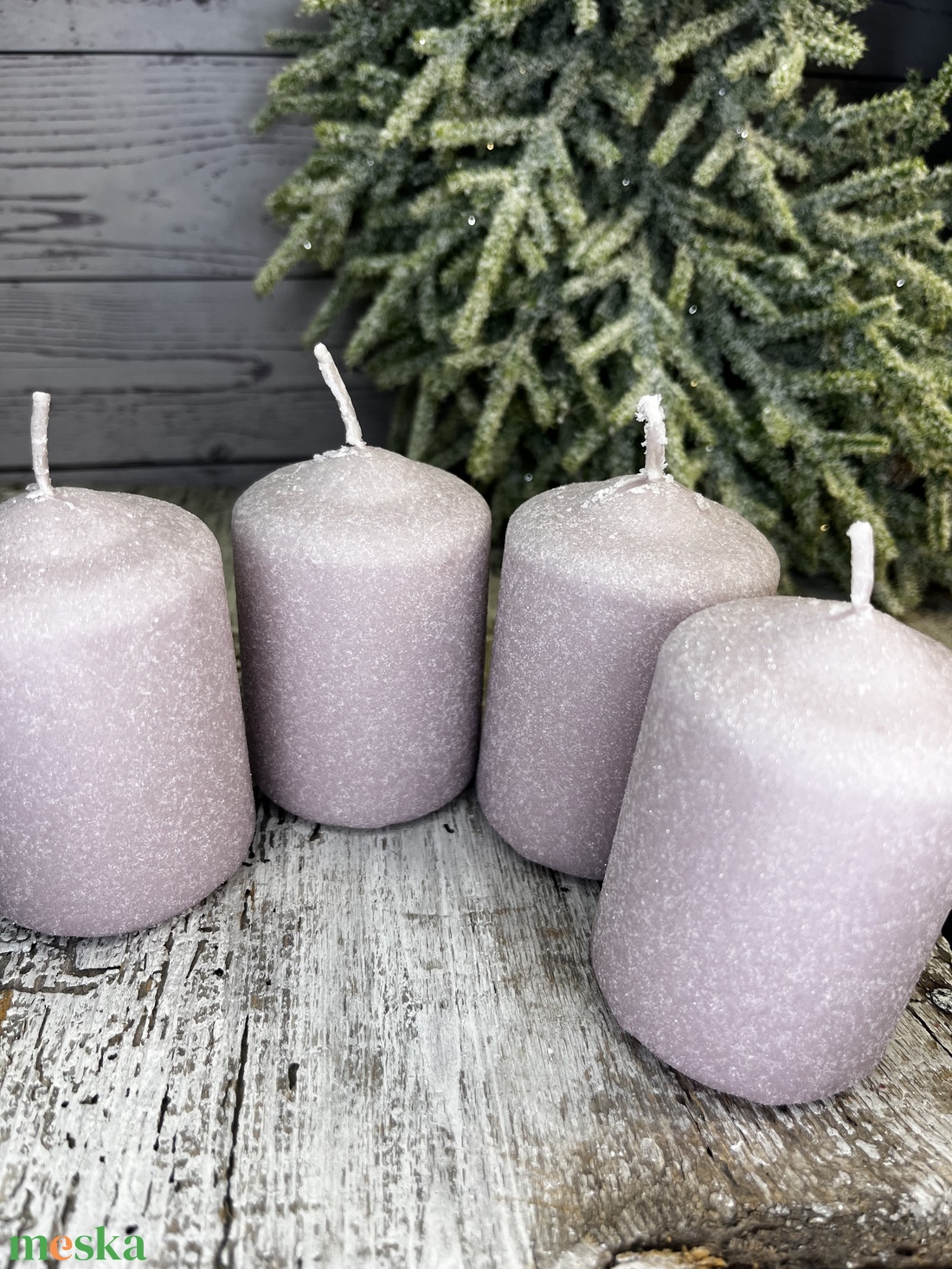 Bársony glitter gyertya lila - kellékek & szerszámok - dekorációs kellékek - dekorációs gyertya - Meska.hu