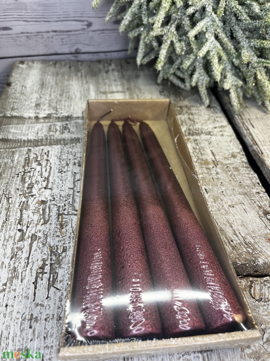 Glitteres hosszú gyertya bordó - kellékek & szerszámok - dekorációs kellékek - dekorációs gyertya - Meska.hu