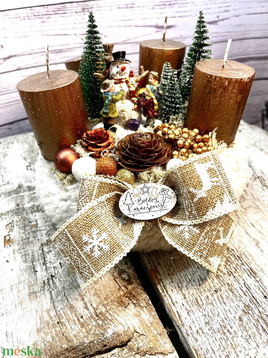 Bronz adventi koszorú - karácsony - adventi díszek - adventi koszorú - Meska.hu