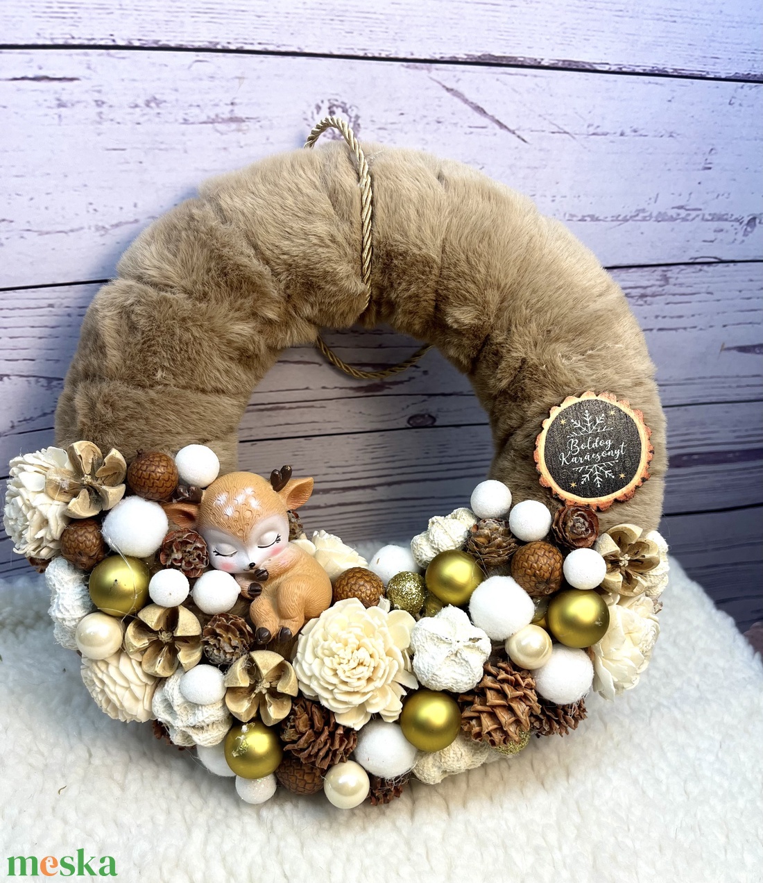 Őzike kopogtató - karácsony - adventi díszek - adventi asztaldísz - Meska.hu