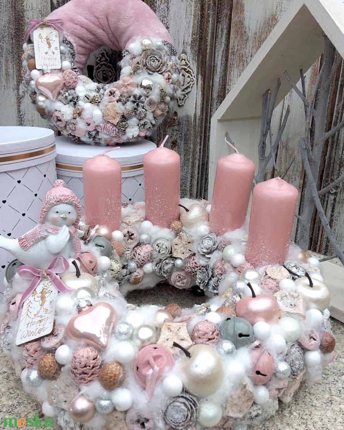 Pasztell madárkás adventi koszorú - karácsony - adventi díszek - adventi koszorú - Meska.hu