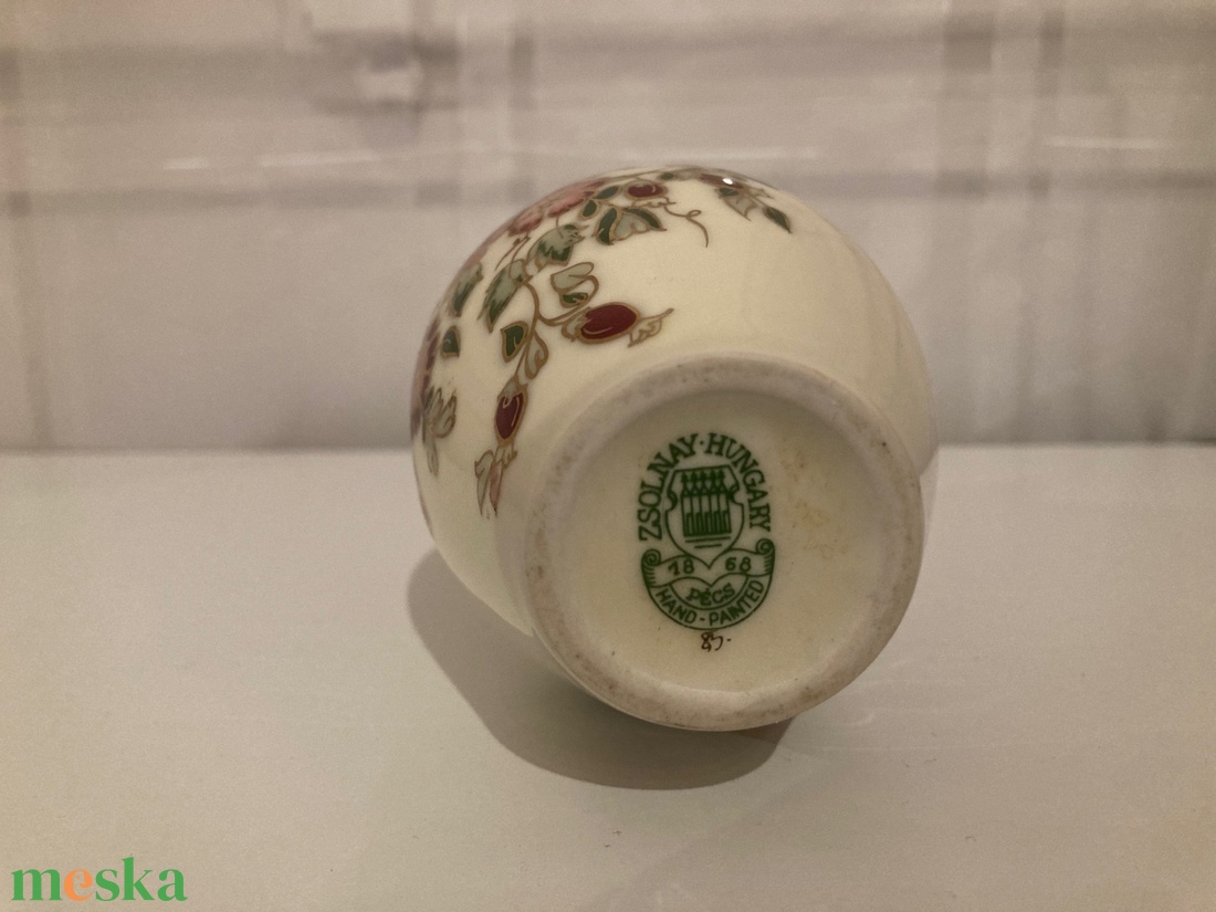 Zsolnay váza (13 cm, kézi festés, 85-ös dekor) - otthon & életmód - virágdekoráció - virágtartó - váza - Meska.hu