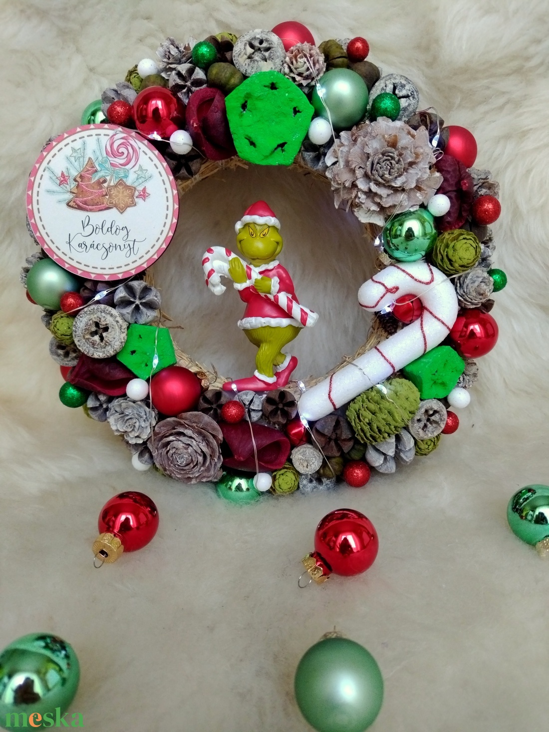 Grincs kopogtató - otthon & életmód - dekoráció - ajtó- és ablak dekoráció - ajtódísz & kopogtató - Meska.hu