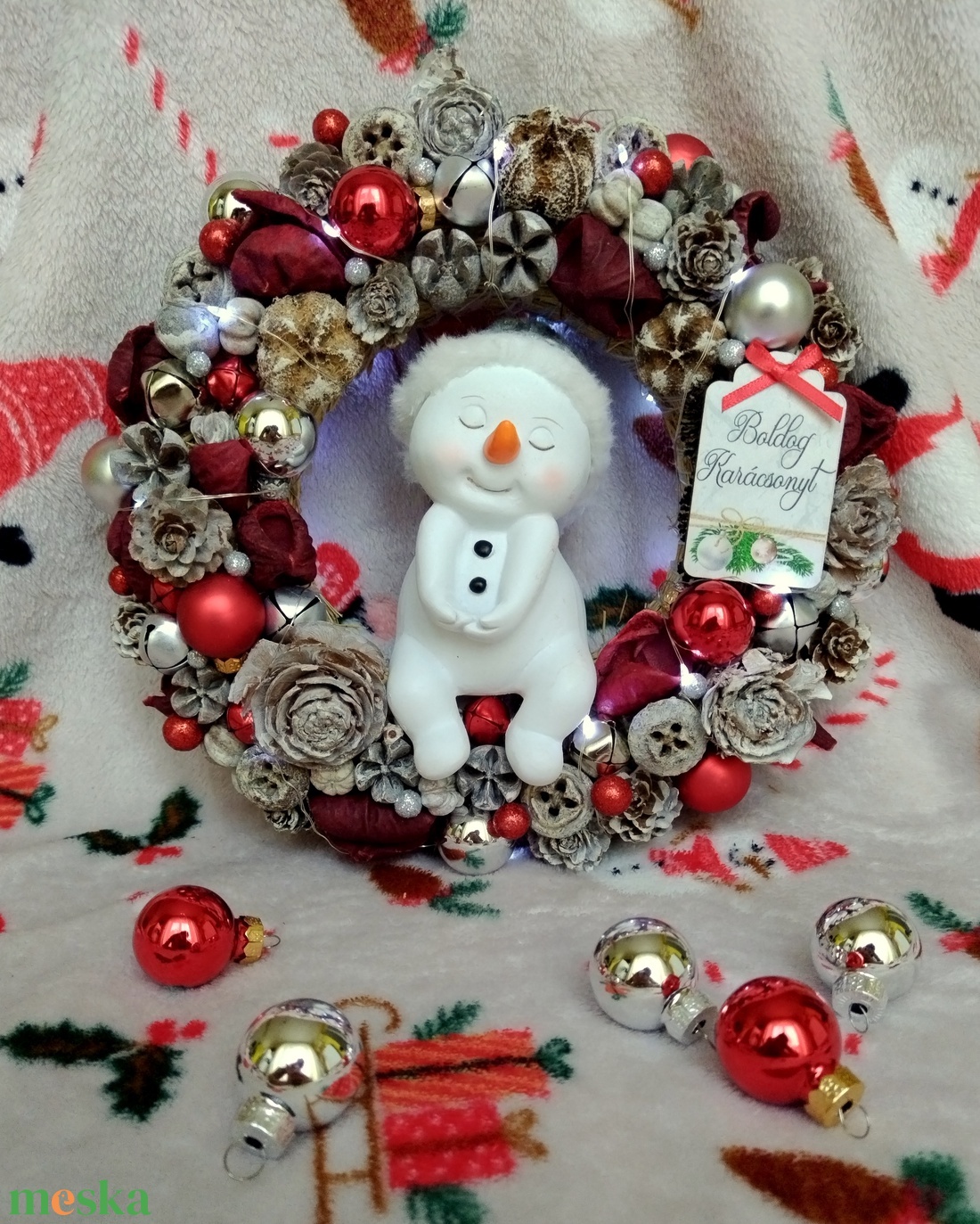 Szuszis Hóember kopogtató - otthon & életmód - dekoráció - ajtó- és ablak dekoráció - ajtódísz & kopogtató - Meska.hu