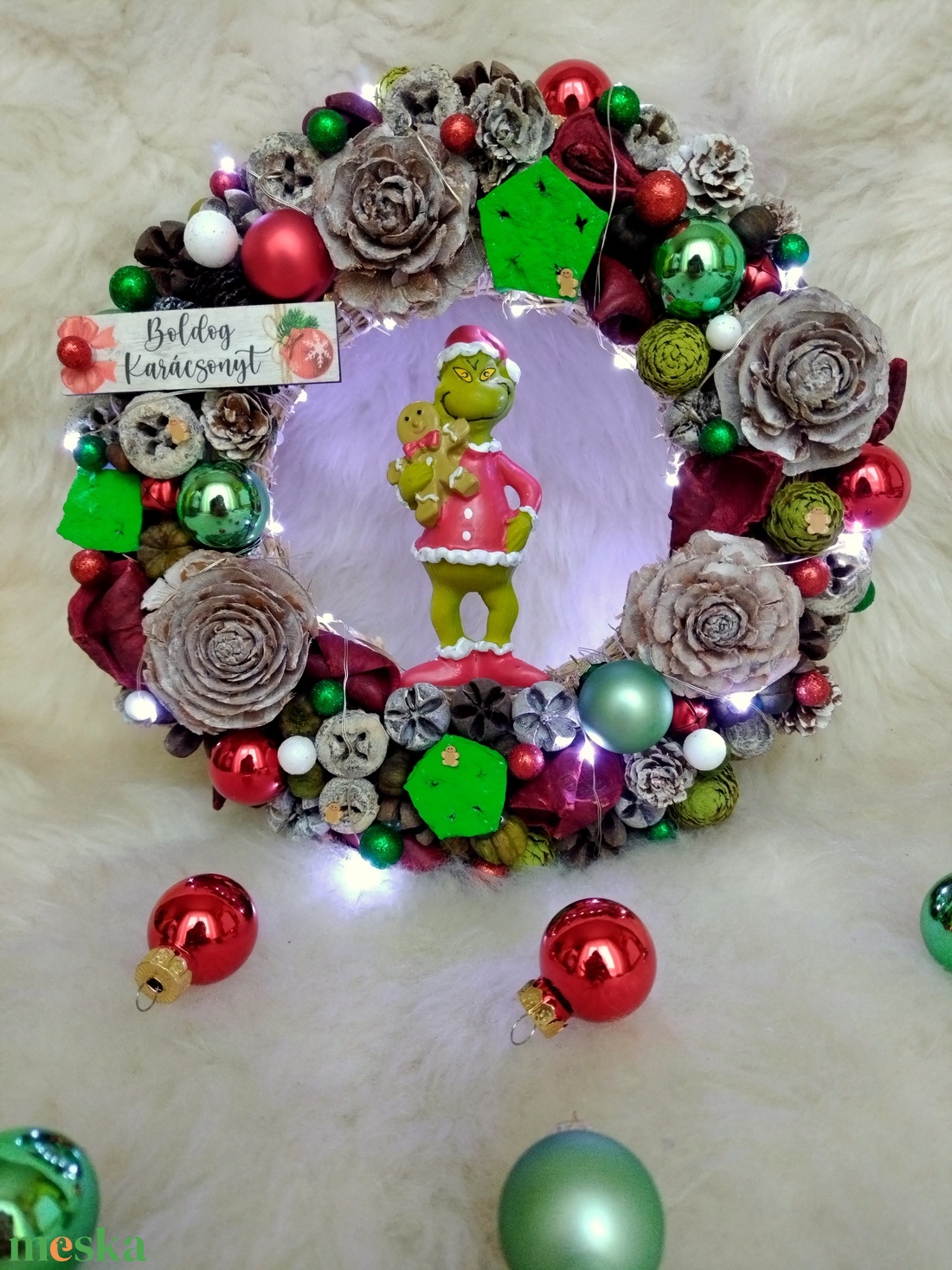 Grincses kopogtató - otthon & életmód - dekoráció - ajtó- és ablak dekoráció - ajtódísz & kopogtató - Meska.hu