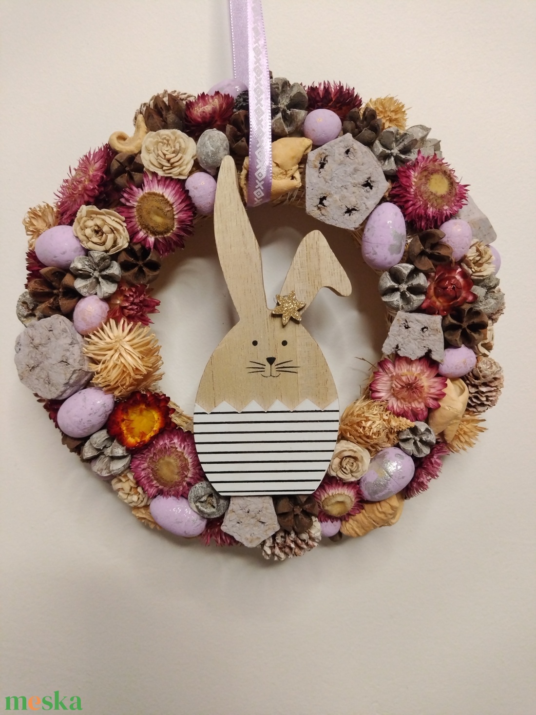 Lila húsvéti kopogtató - ünnepi díszek, dekorációk - húsvéti díszek és dekorációk - húsvéti ajtódísz, kopogtató - Meska.hu