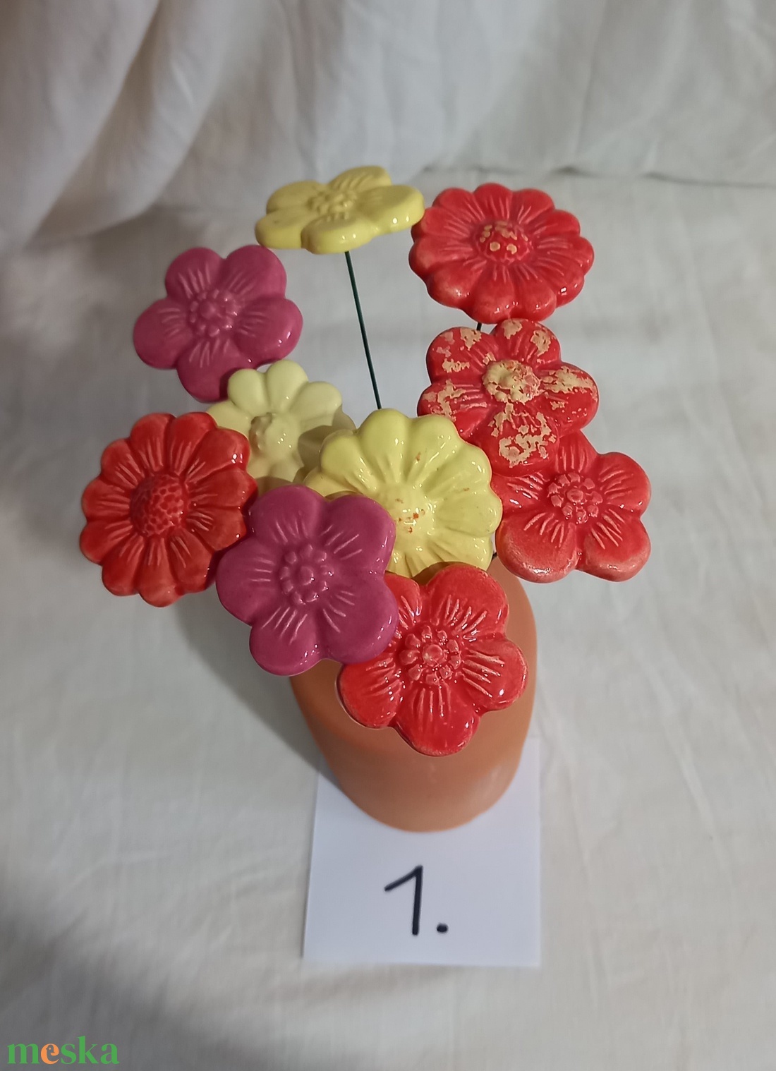 Kerámia virág szett - otthon & életmód - dekoráció - virágdísz és tartó - csokor & virágdísz - Meska.hu