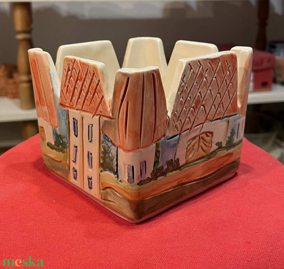 Házikó mintájú, mázas kaspó - otthon & életmód - dekoráció - Meska.hu