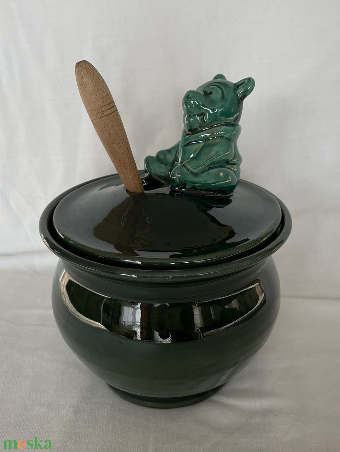  Micimackós mézes edény (zöld) - otthon & életmód - dekoráció - asztal és polc dekoráció - dekorációs tál, tartó - Meska.hu