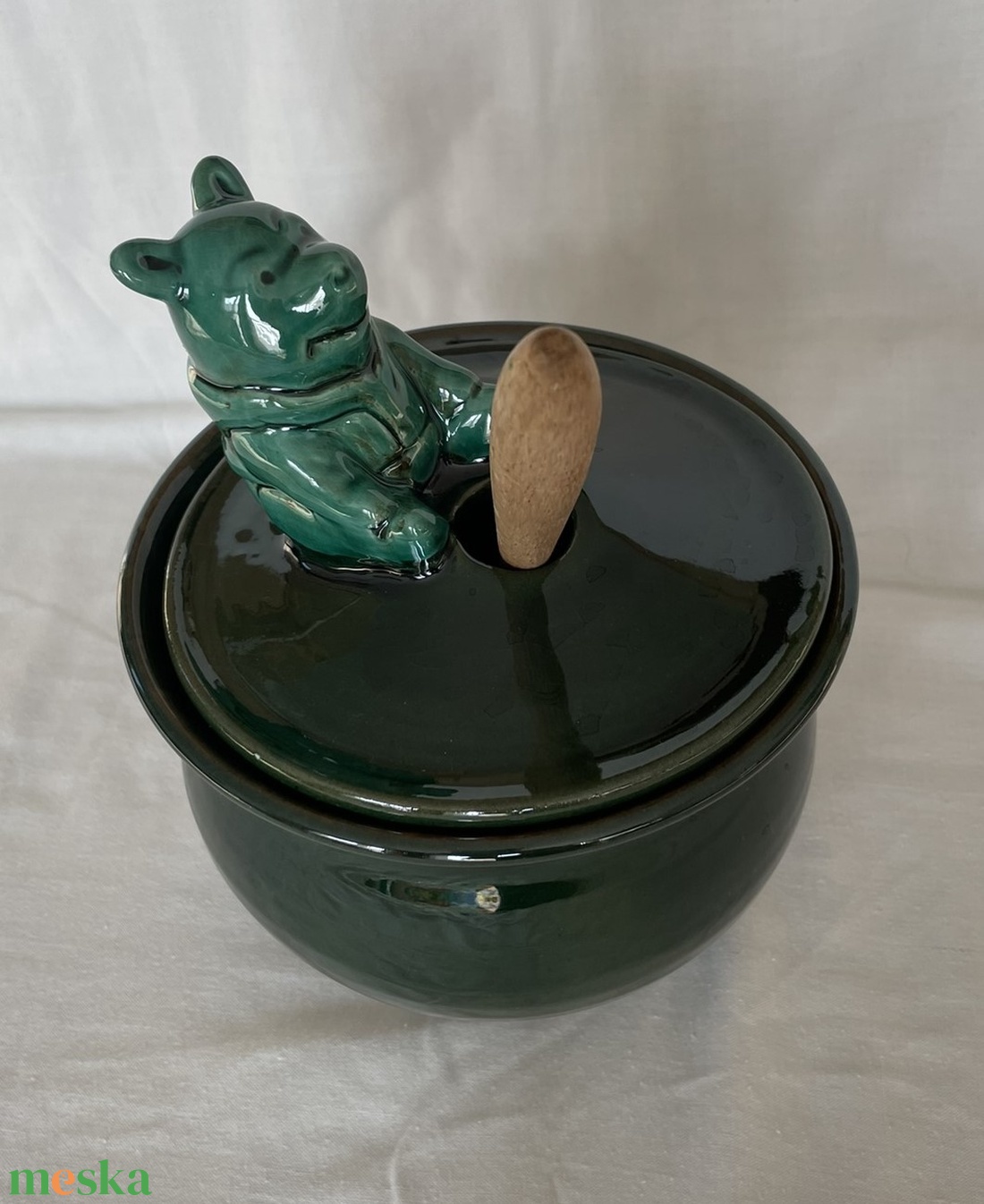  Micimackós mézes edény (zöld) - otthon & életmód - dekoráció - asztal és polc dekoráció - dekorációs tál, tartó - Meska.hu