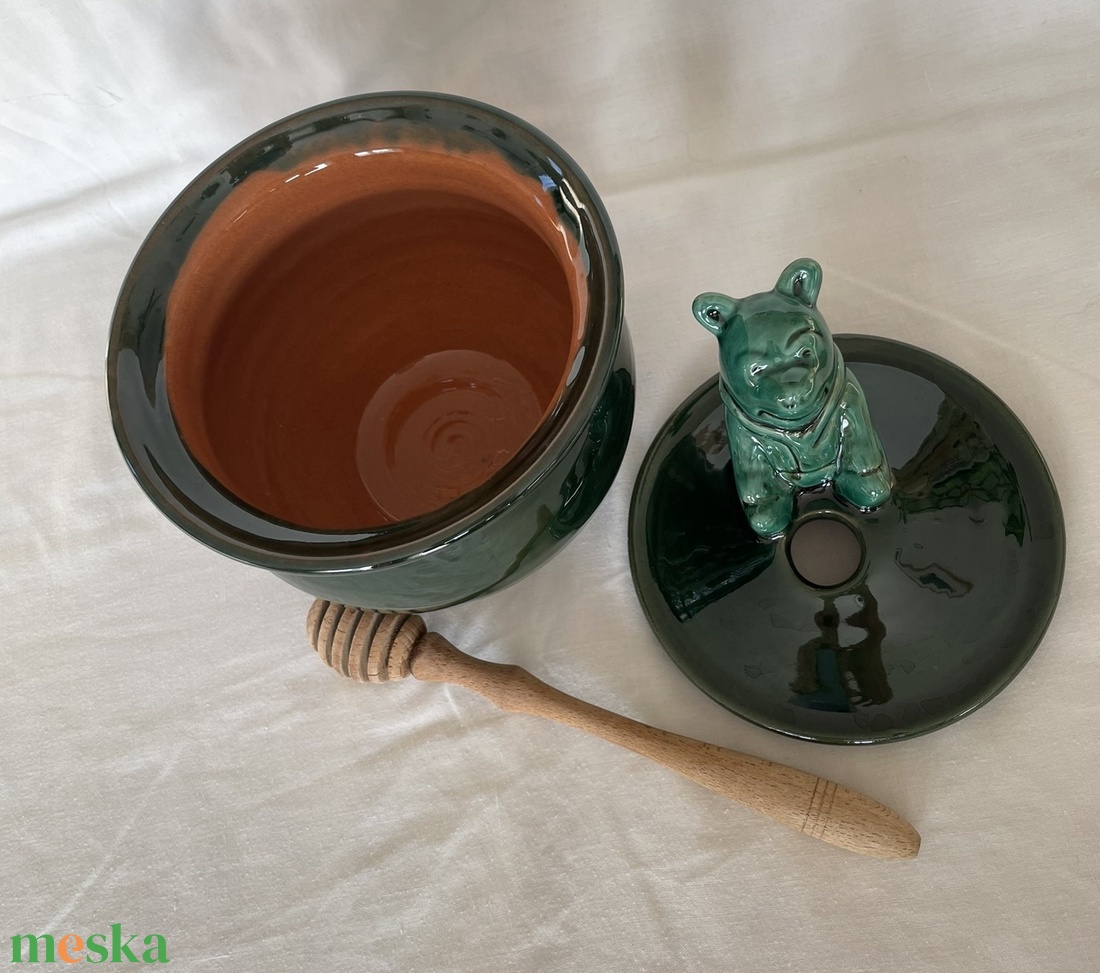  Micimackós mézes edény (zöld) - otthon & életmód - dekoráció - asztal és polc dekoráció - dekorációs tál, tartó - Meska.hu