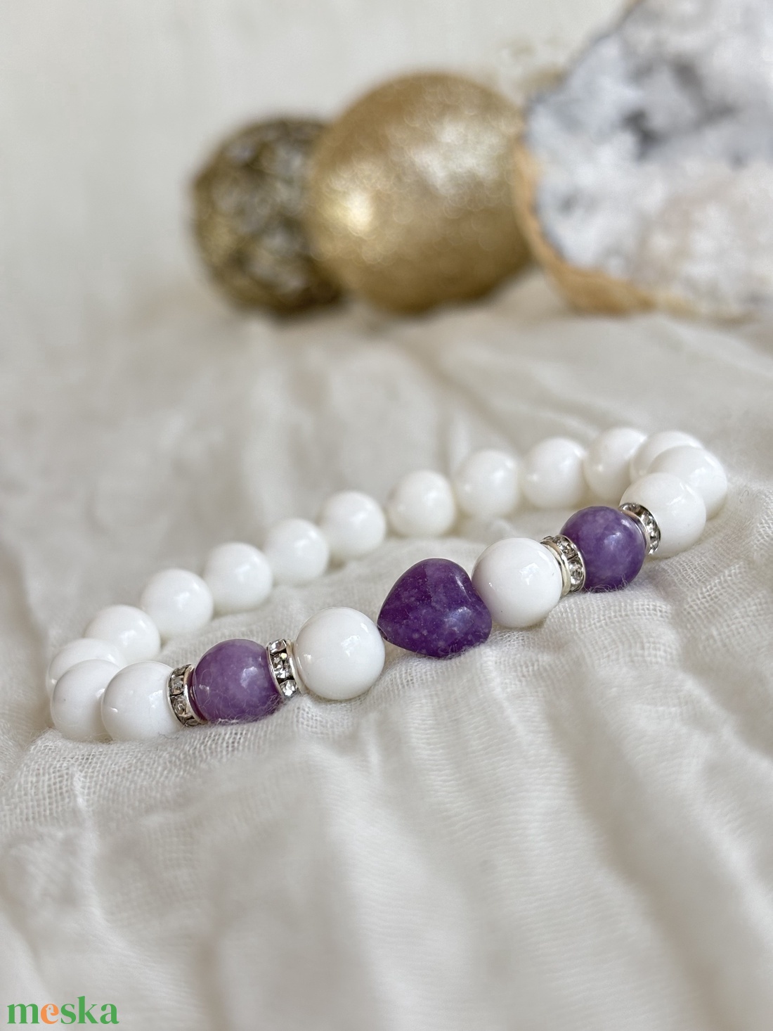 Kagyló karkötő Lepidolit ásvánnyal  - ékszer - karkötő - ásványkarkötő - Meska.hu Kagyló karkötő Lepidolit ásvánnyal  - ékszer - karkötő - ásványkarkötő - Meska.hu