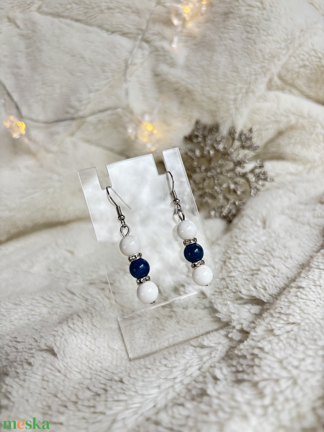 Apatit és kagyló fülbevaló - ékszer - fülbevaló - lógó fülbevaló - Meska.hu