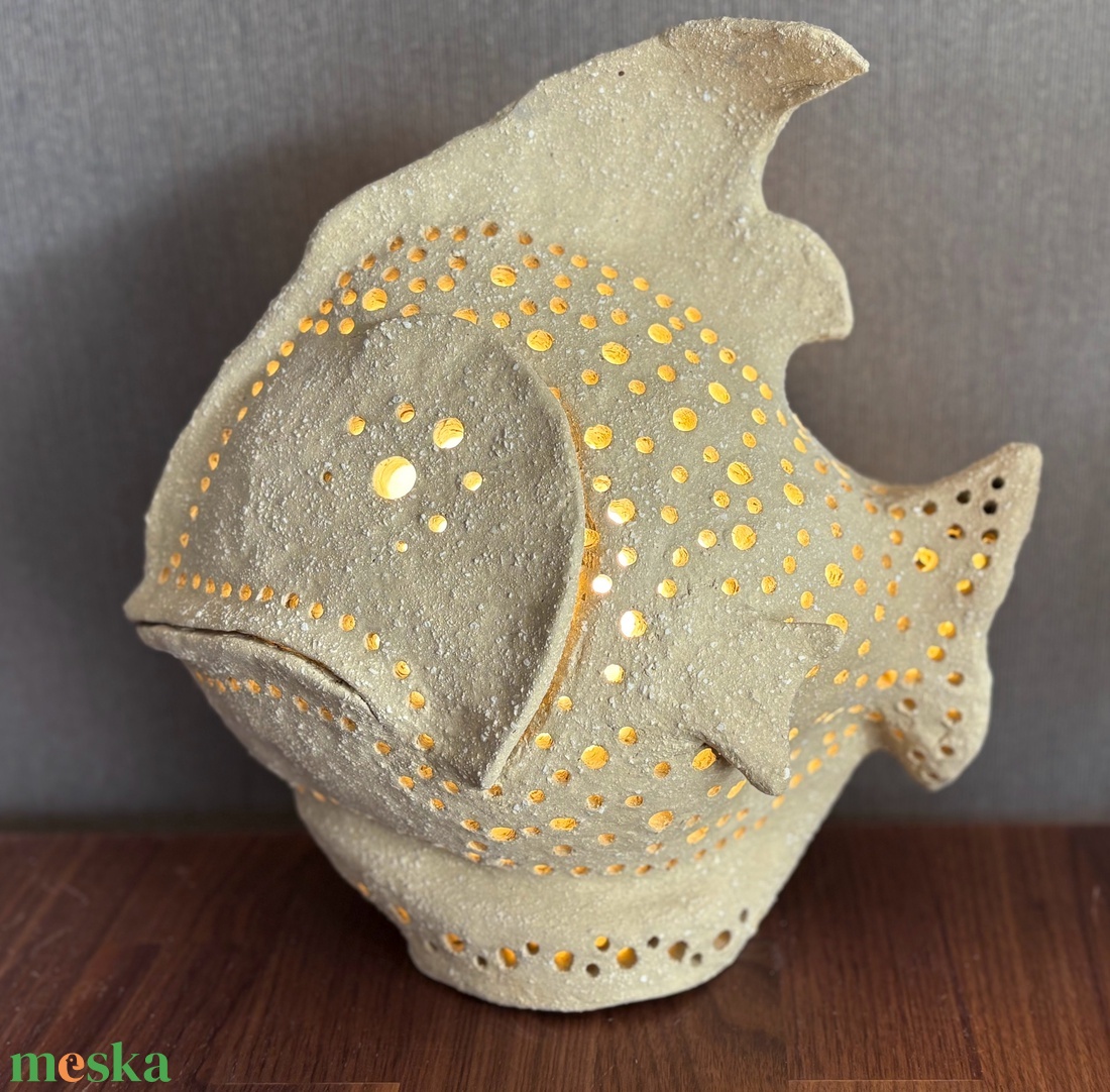 Kerámia hangulat lámpa kőhatású hal - otthon & életmód - lámpa - hangulatlámpa - Meska.hu