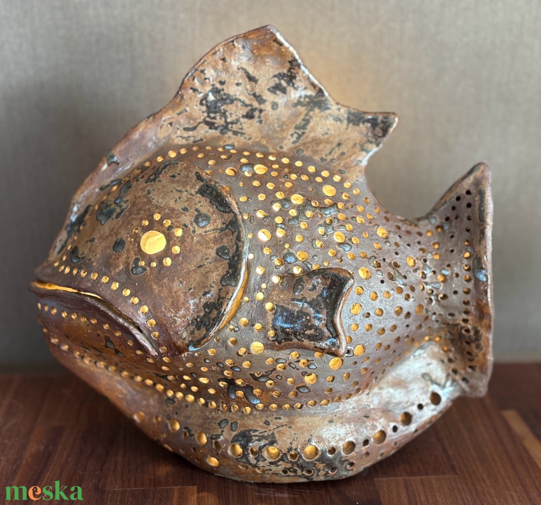 Kerámia lámpa fatűzben született hal - otthon & életmód - lámpa - hangulatlámpa - Meska.hu