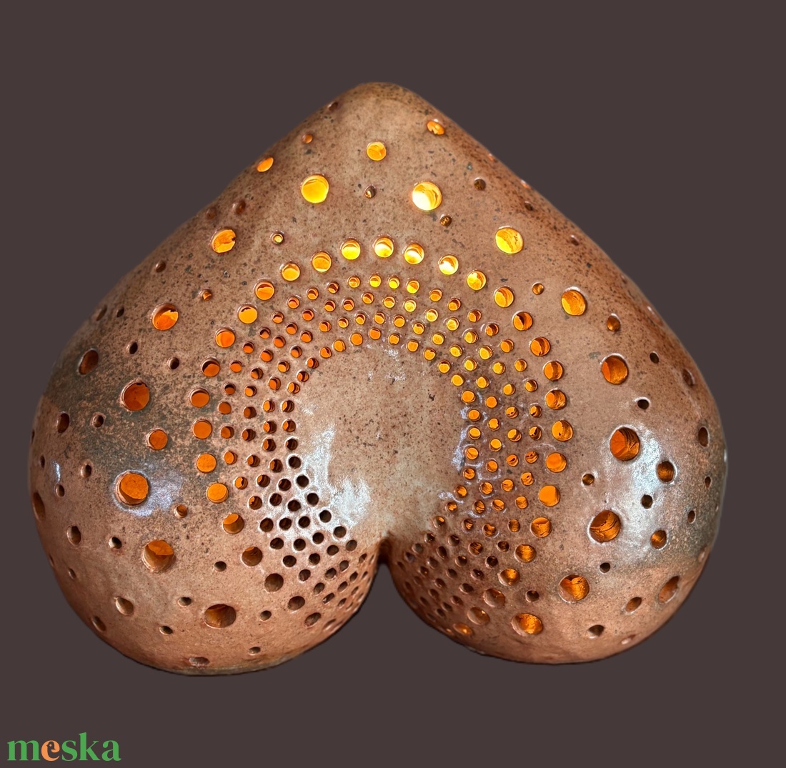 Kerámia lámpa fatűzes szív - otthon & életmód - lámpa - hangulatlámpa - Meska.hu