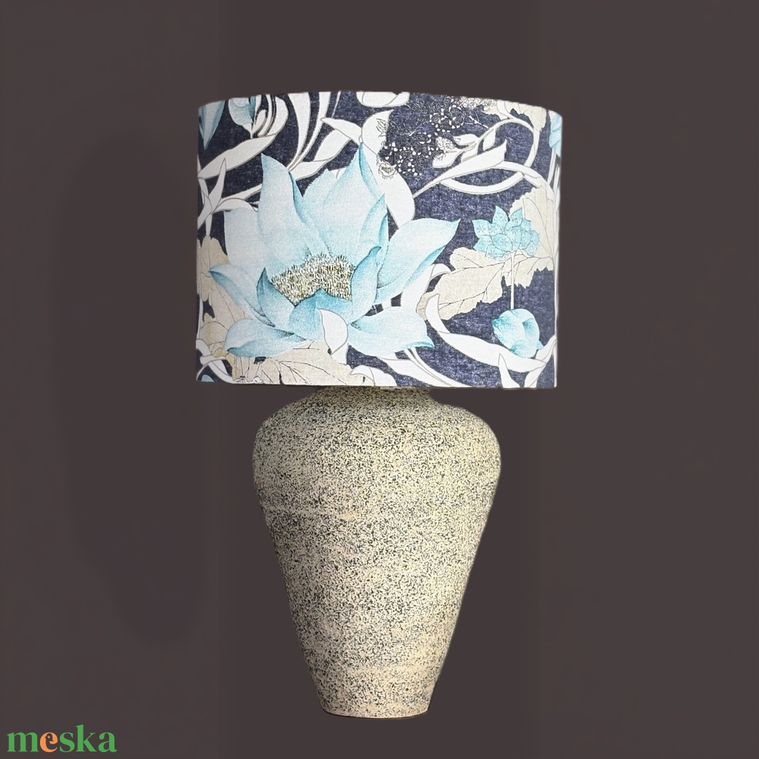 Kerámia asztali lámpa kék lótusz - otthon & életmód - lámpa - asztali lámpa - Meska.hu