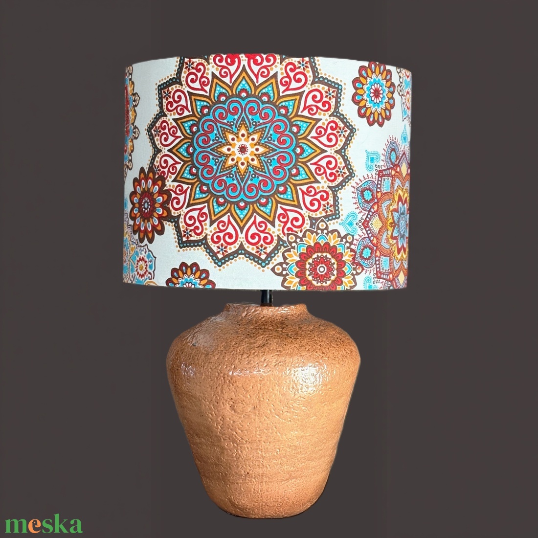 Kerámia lámpa fatüzes mandala - otthon & életmód - lámpa - asztali lámpa - Meska.hu