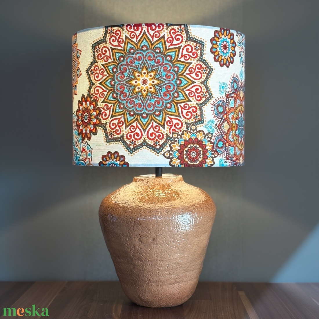Kerámia lámpa fatüzes mandala - otthon & életmód - lámpa - asztali lámpa - Meska.hu