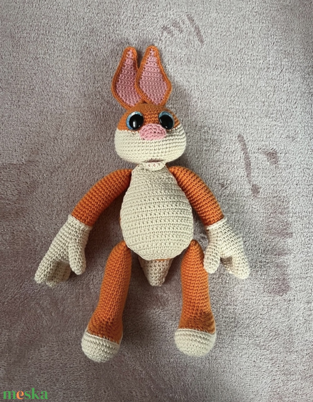 Horgolt nyúl narancssárga - játék & sport - plüssállat & játékfigura - nyuszi - Meska.hu