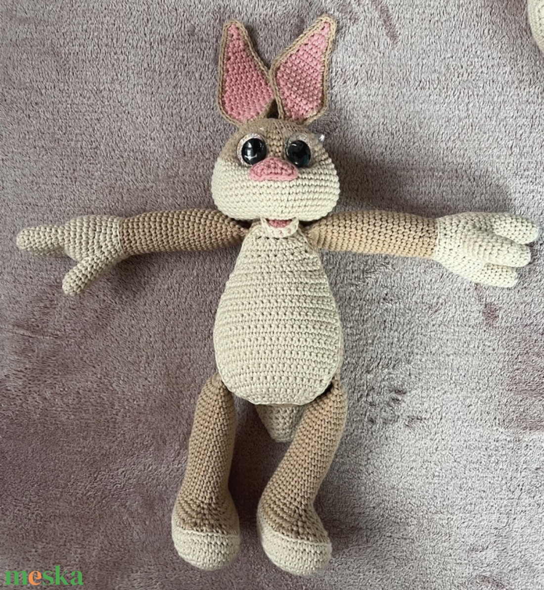 Horgolt nyúl bézs - játék & sport - plüssállat & játékfigura - nyuszi - Meska.hu