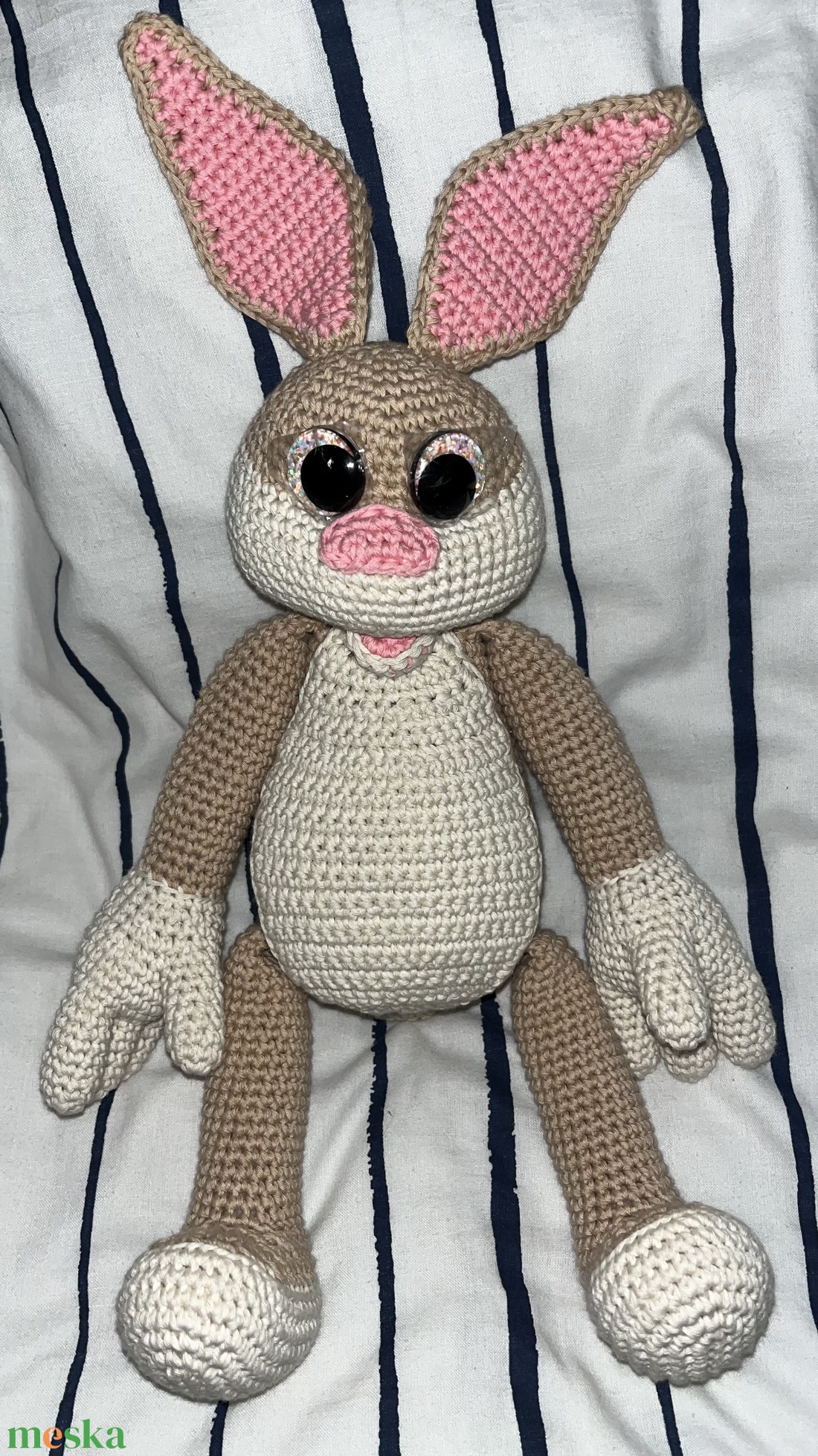 Horgolt nyúl bézs - játék & sport - plüssállat & játékfigura - nyuszi - Meska.hu