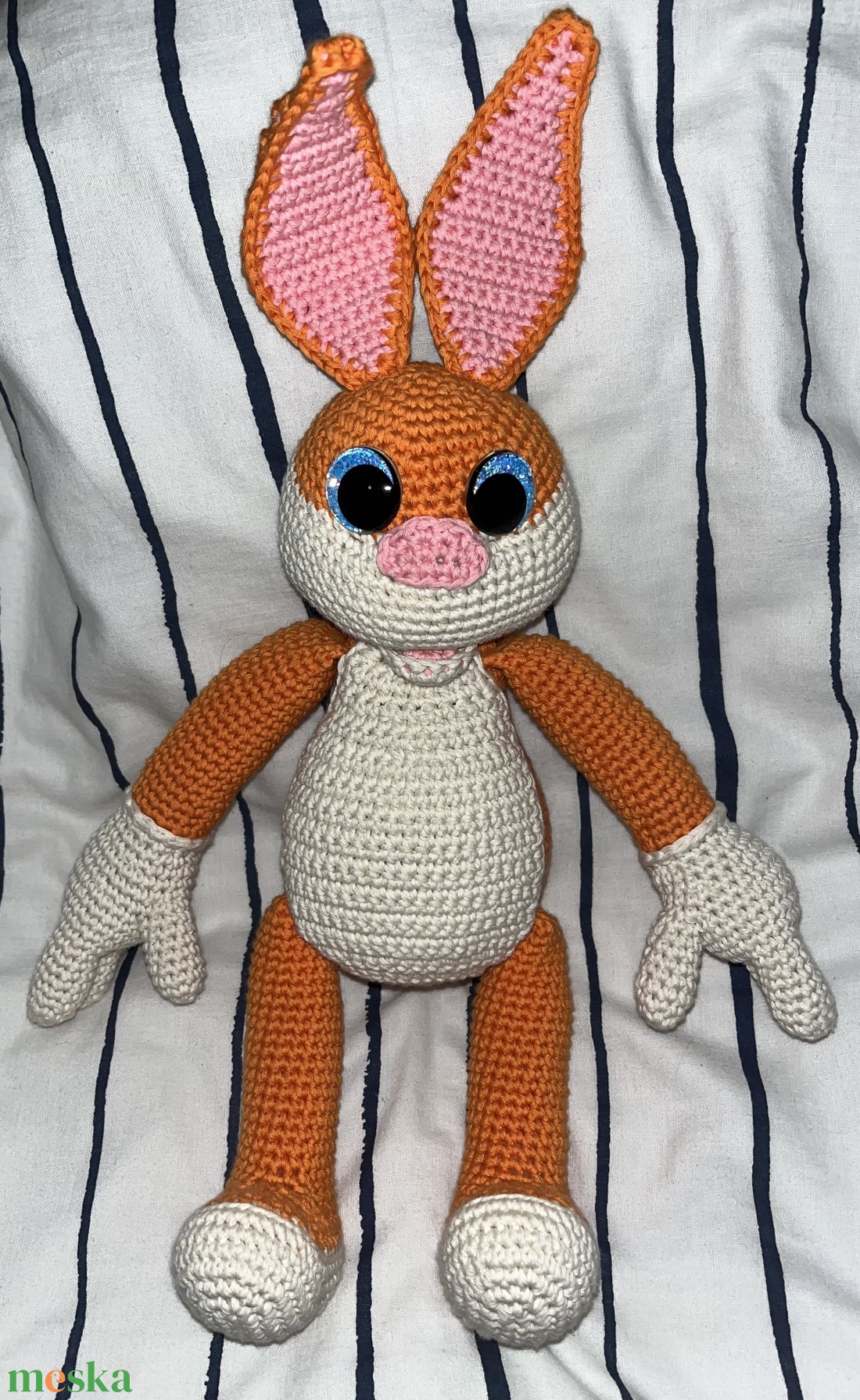 Horgolt nyúl narancssárga - játék & sport - plüssállat & játékfigura - nyuszi - Meska.hu