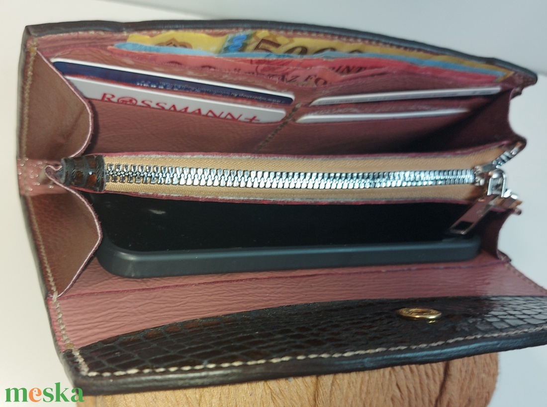 Marhabőr Pénztárca krokodil bőr mint�val  - táska & tok - pénztárca & más tok - aprópénztartó - Meska.hu