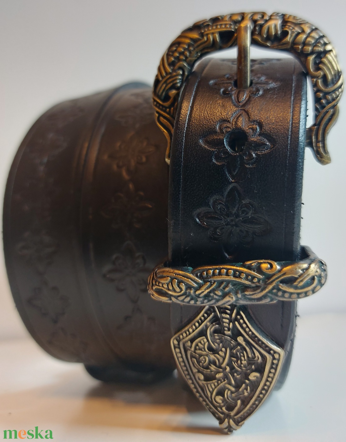 Marhabőr vintage fekete női öv  - esküvő - kiegészítők - öv & pánt - Meska.hu