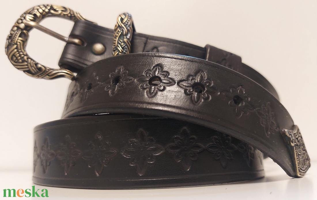 Marhabőr vintage fekete női öv  - esküvő - kiegészítők - öv & pánt - Meska.hu