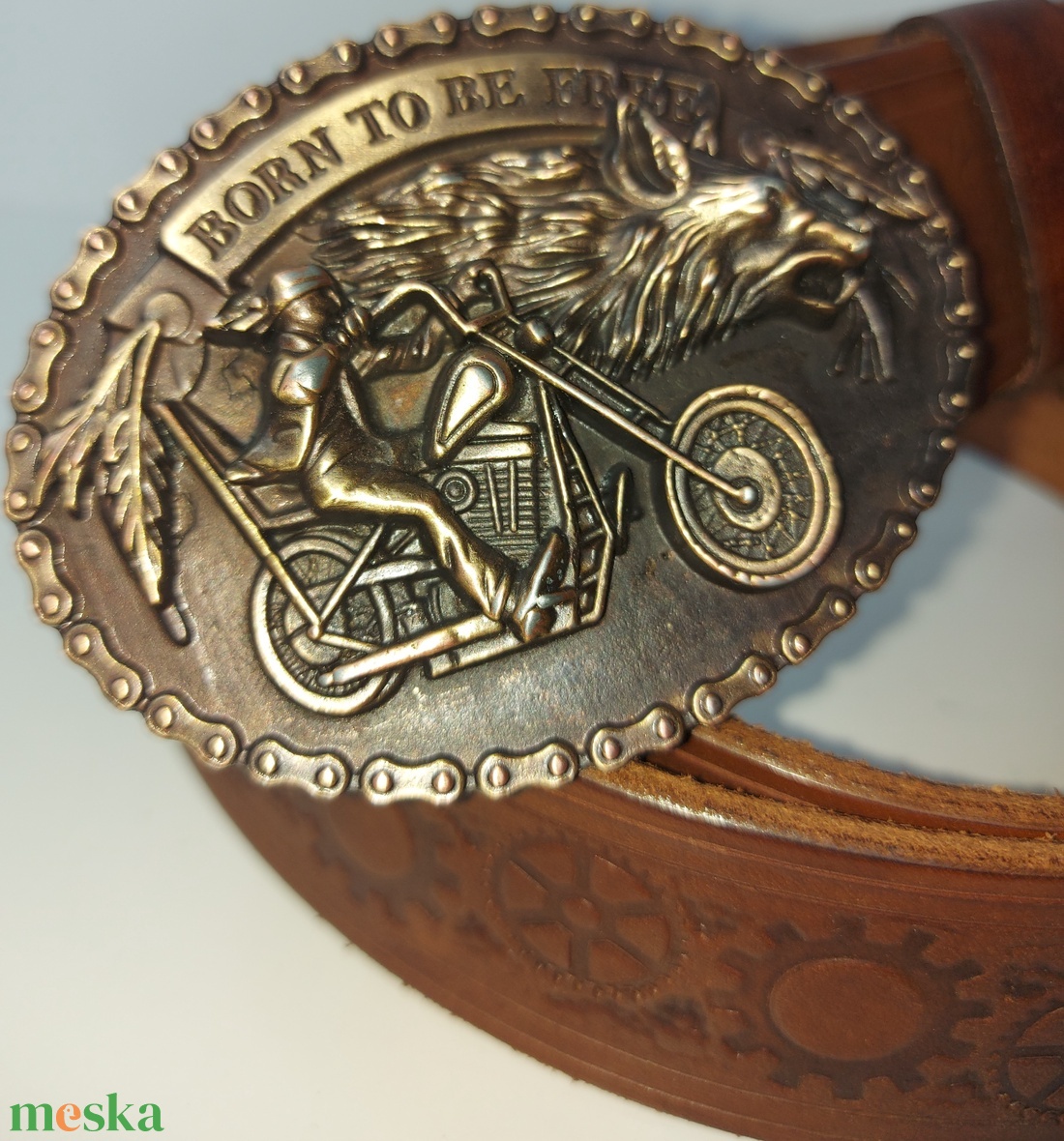 Marhabőr motoros öv  145cm. - esküvő - kiegészítők - öv & pánt - Meska.hu