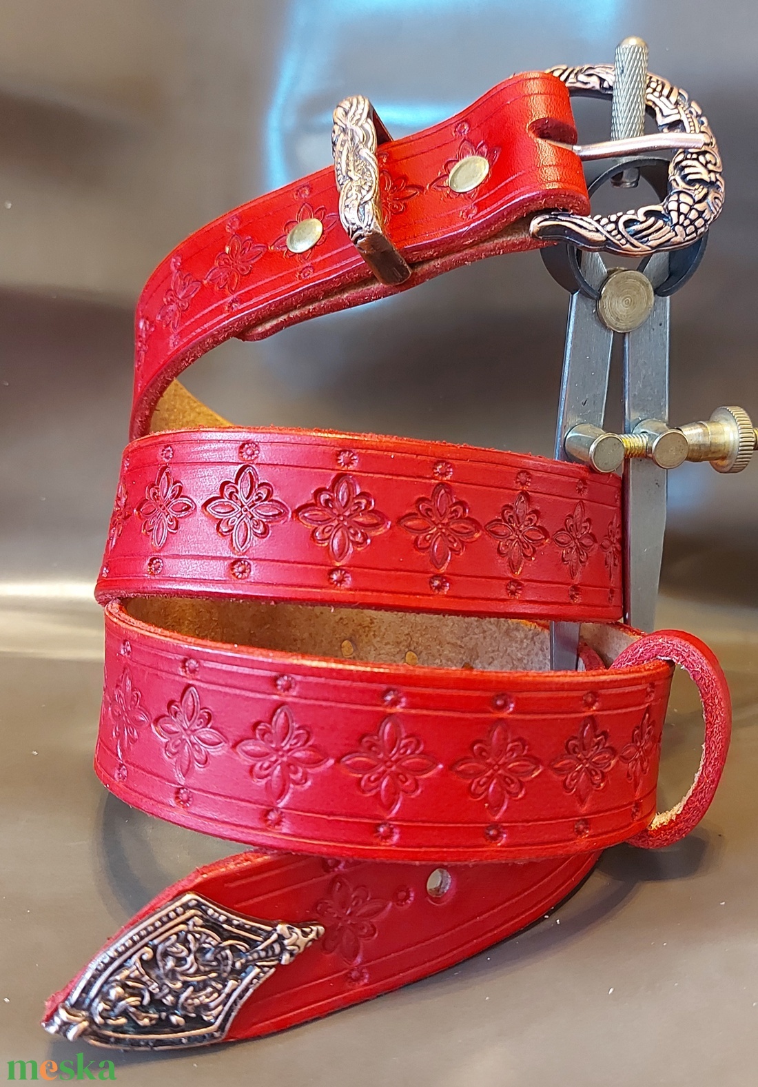 Marhabőr Piros Női öv  - esküvő - kiegészítők - öv & pánt - Meska.hu