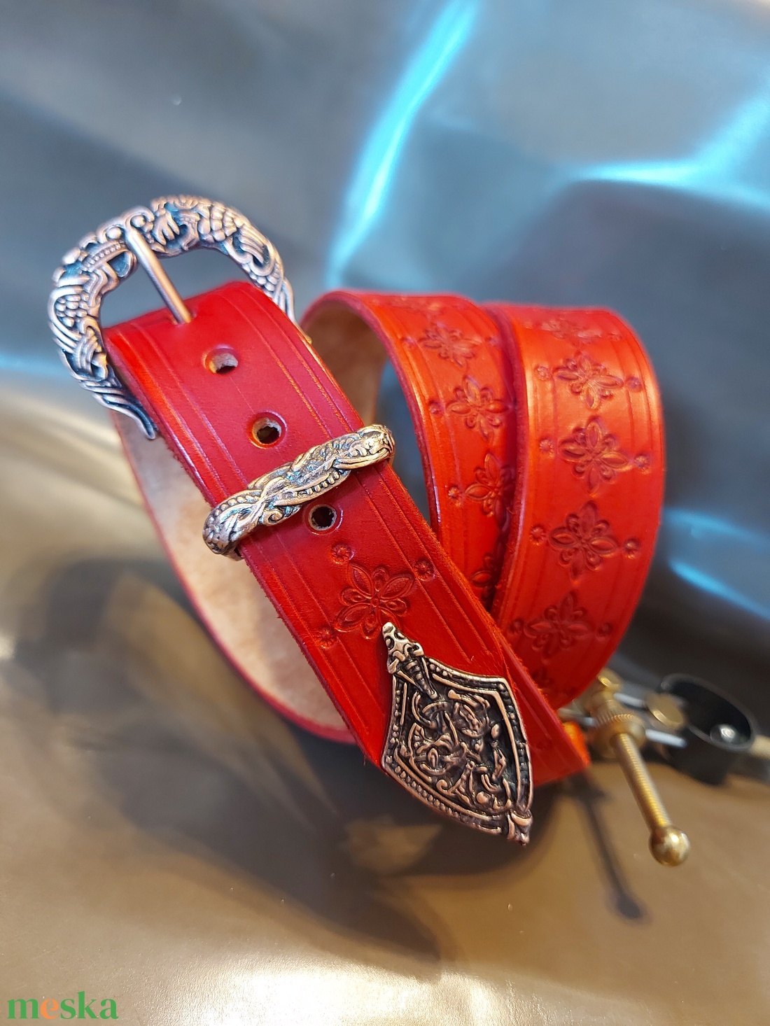 Marhabőr Piros Női öv  - esküvő - kiegészítők - öv & pánt - Meska.hu