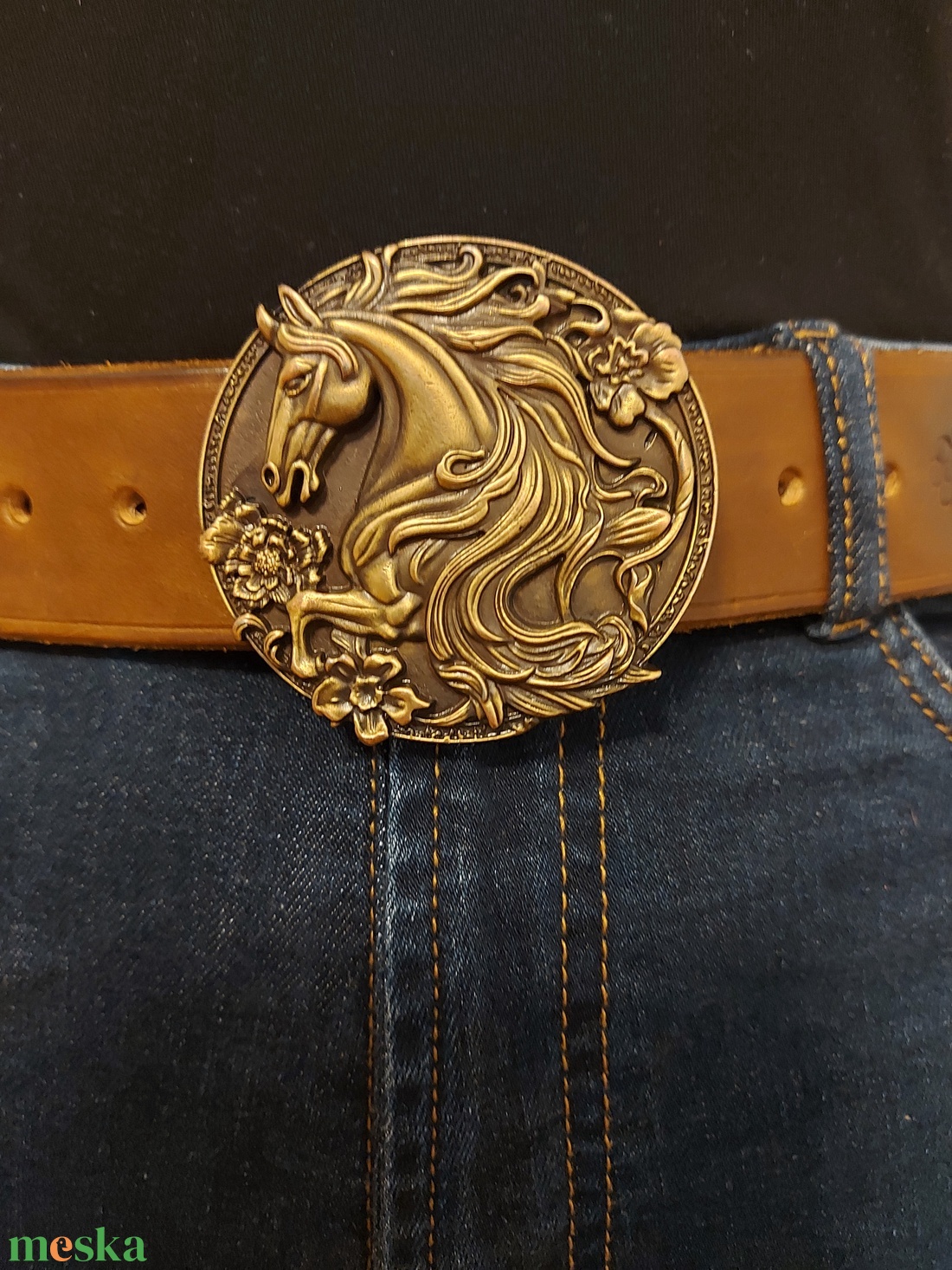 Marhabőr Derék öv Lovas csattal - esküvő - kiegészítők - öv & pánt - Meska.hu