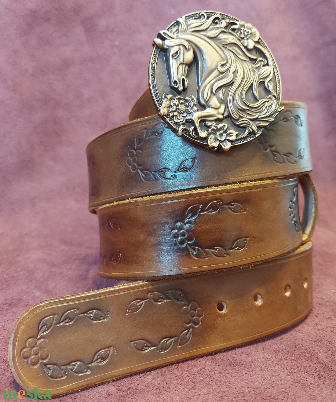 Marhabőr Derék öv Lovas csattal - esküvő - kiegészítők - öv & pánt - Meska.hu