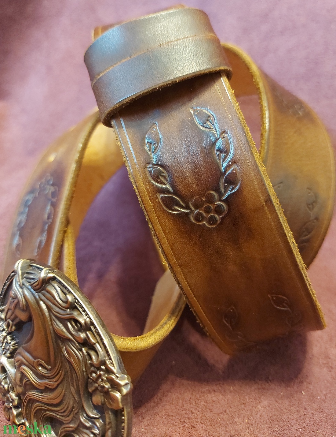 Marhabőr Derék öv Lovas csattal - esküvő - kiegészítők - öv & pánt - Meska.hu