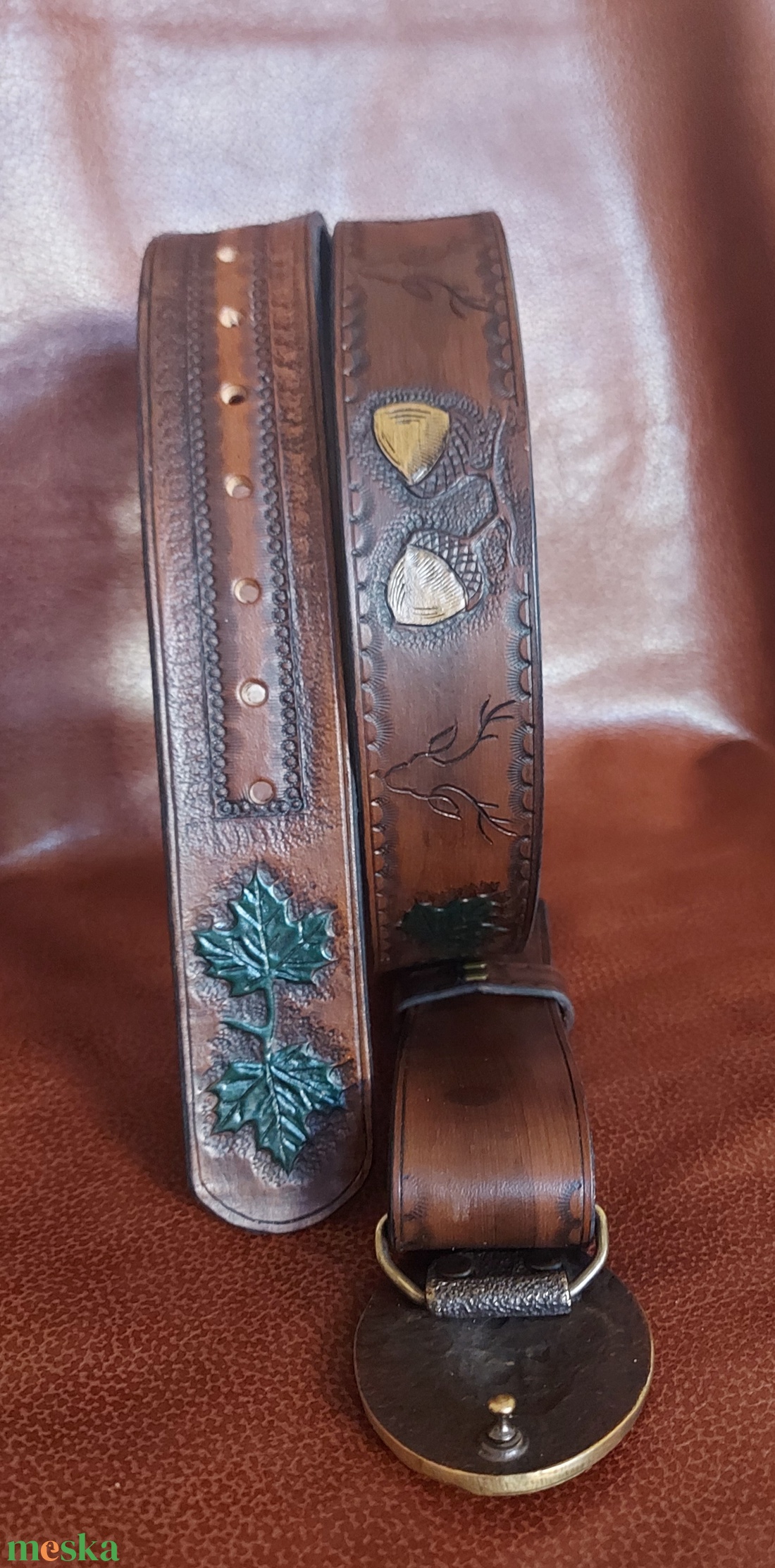 Marhabőr Szarvas csattos Uniszex öv  - esküvő - kiegészítők - öv & pánt - Meska.hu