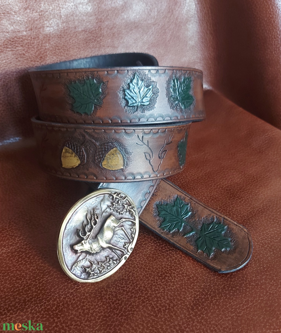 Marhabőr Szarvas csattos Uniszex öv  - esküvő - kiegészítők - öv & pánt - Meska.hu